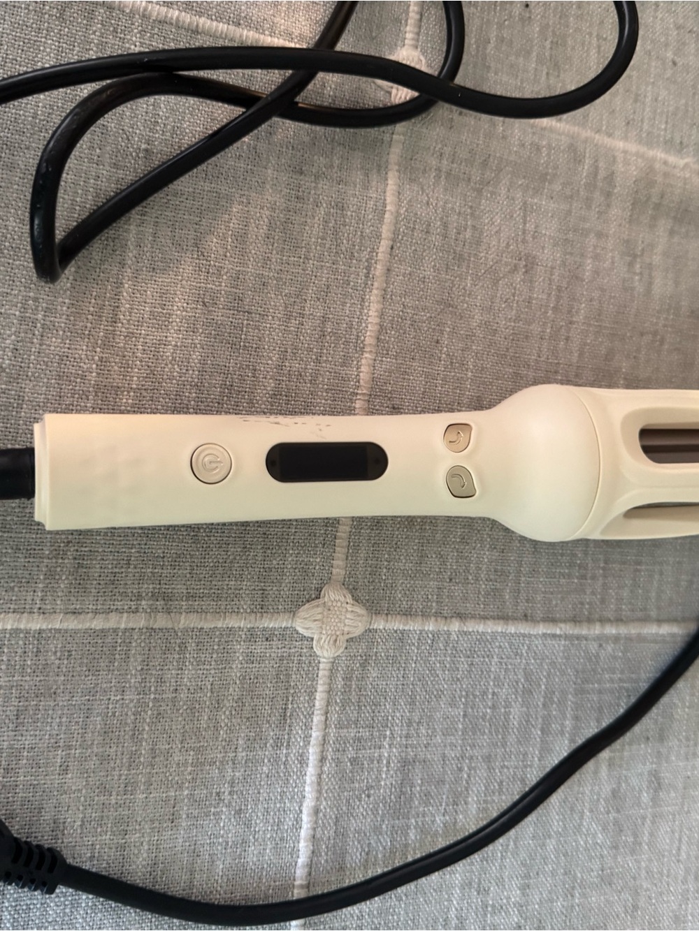 White Electric Hair Styling Tool with Digital Controls